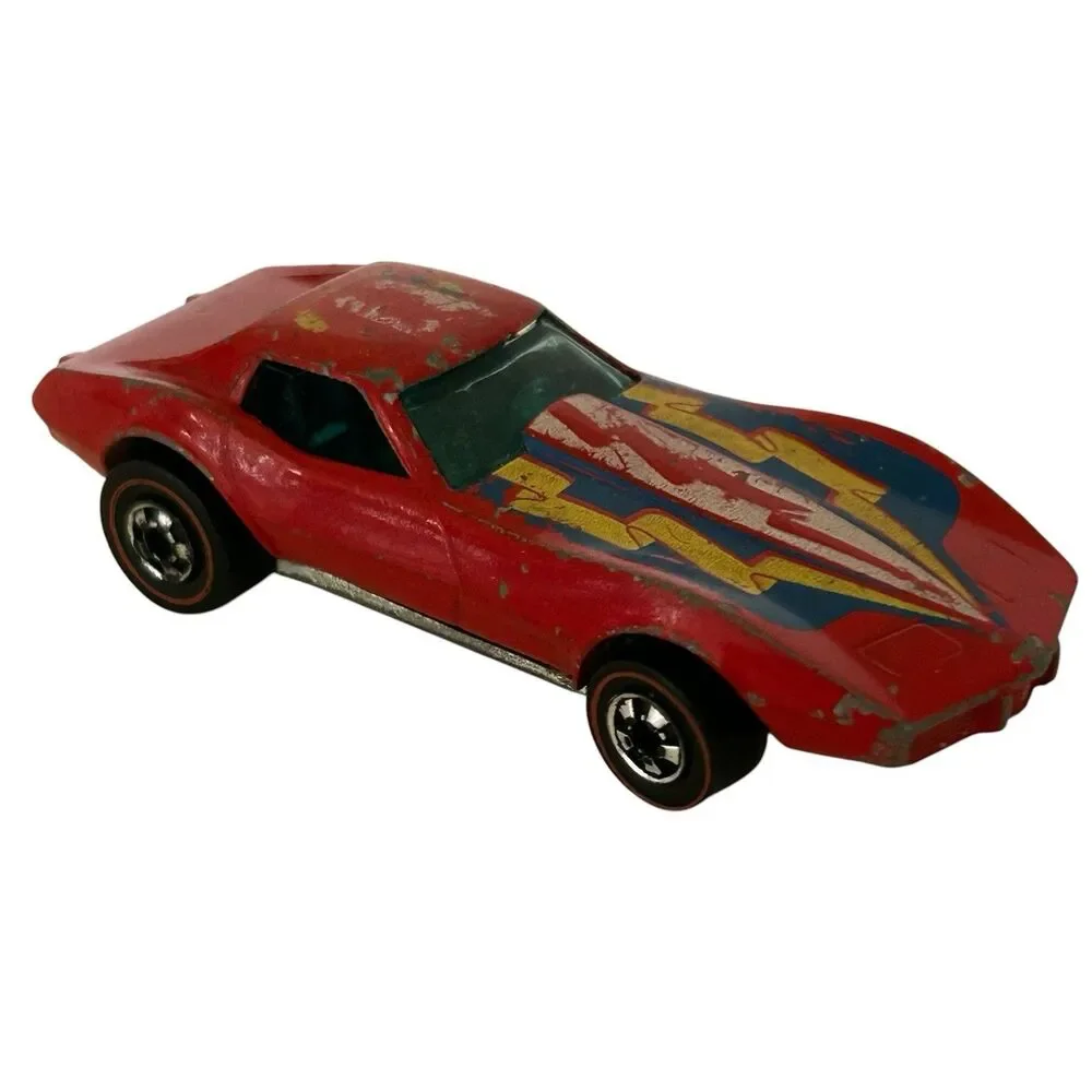Vintage Hot Wheels Redline 1975 Corvette Stingray Flying Colors Red Hong Kong